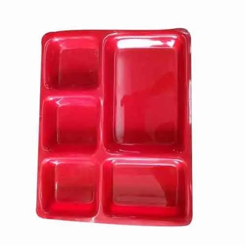 Red Acrylic Compartment Plates