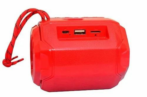 Red Bluetooth Speaker - Plastic, Medium Cylindrical, 2.1 Channel, 4Î©, 5V, Built-In Mic, Wireless