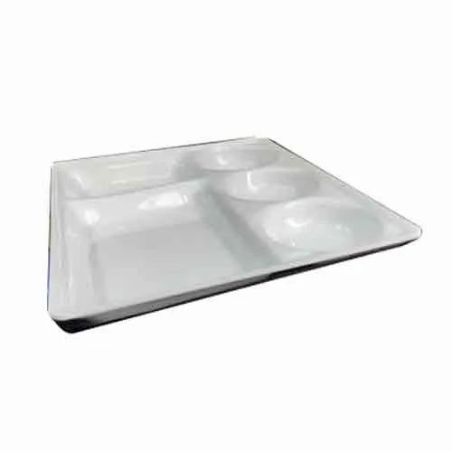White Acrylic Compartment Plates