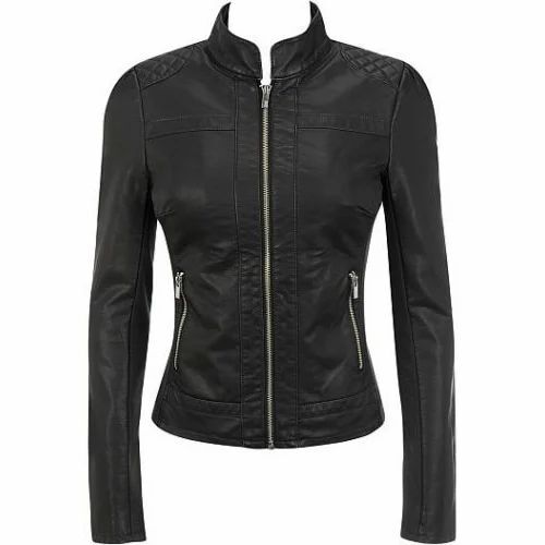 Women Classic Fitted Black Leather Jacket - Pure Leather, Regular Fit, Full Sleeve | Lightweight, Soft, Breathable Winter Wear