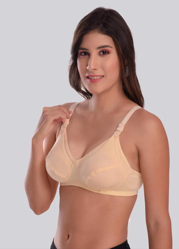 Women Cream Cotton Blend Nursing Bra