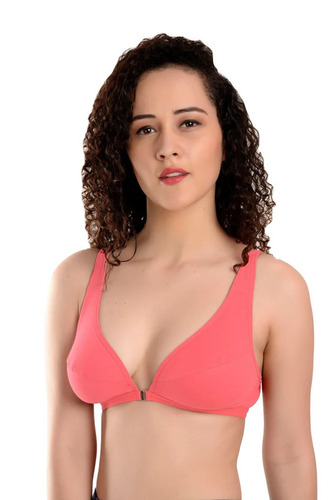 Women Peach Non Padded Front Closure Cotton Blend Bra - Feature: Easy To Wash