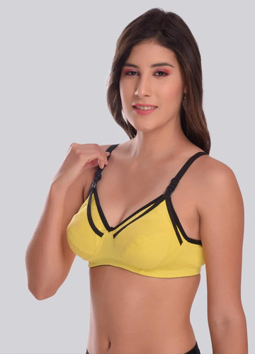Women Yellow Cotton Blend Nursing Bra