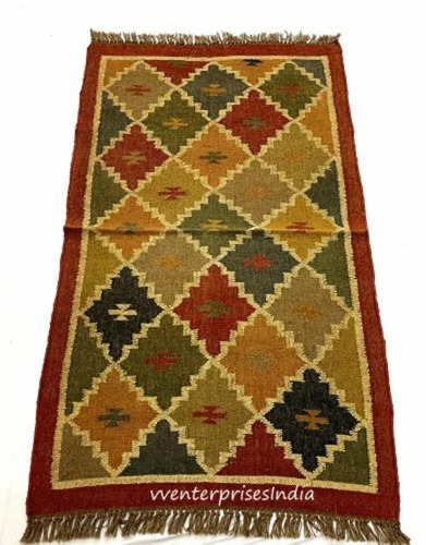 Wool Jute Kilims Floor Rug