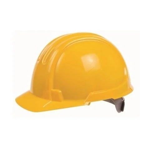 Yellow Safety Helmet - Plastic, All Size, Yellow | Impact Resistant, Lightweight, Adjustable Strap, Ventilated Interior