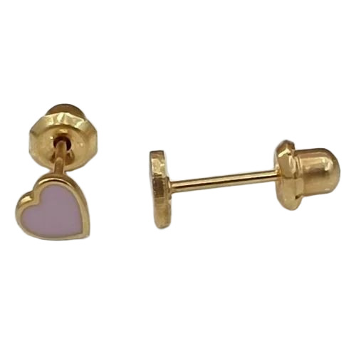 Pink Crystal Heart Ear Stud