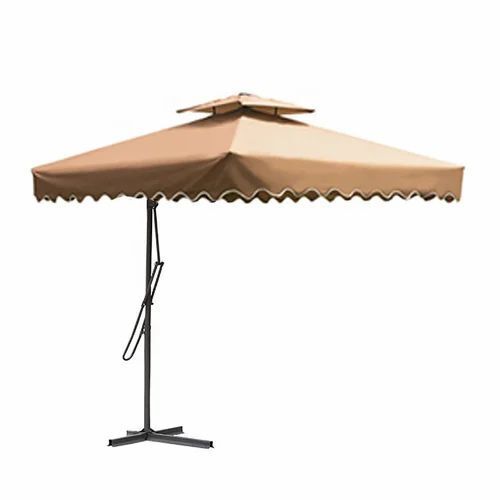 Pool Side Umbrella - Polyester, 7 Feet, Brown | Foldable, Metal Handle, Colorful Durable Pattern