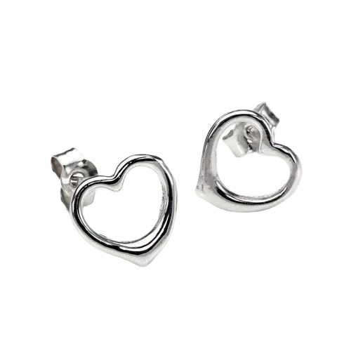 Silver Heart Shape Ear Studs