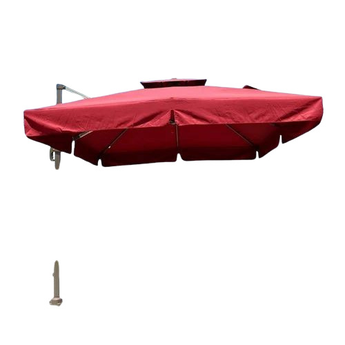 Square Beach Umbrella - Polyester, 7 Feet, Maroon | Foldable, Metal Handle, Colorful Pattern, Durable