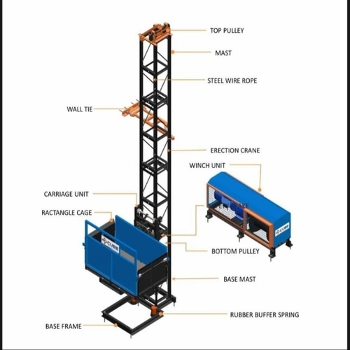 2 Ton Passenger Hoist - Blue, Electric 150V, 50Hz, 12-18m/min Lift Speed | Durable, Smooth Operation, Load Bearing, Safety Compliant, Energy Efficient