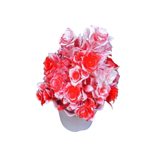 Artificial Red And White Petel Flower - Plastic