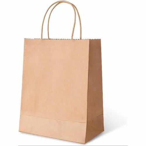 Kraft Paper Brown Carry Bags - 5 Kg Capacity, Handled, Open Closure | Biodegradable, Moisture Proof, Recyclable