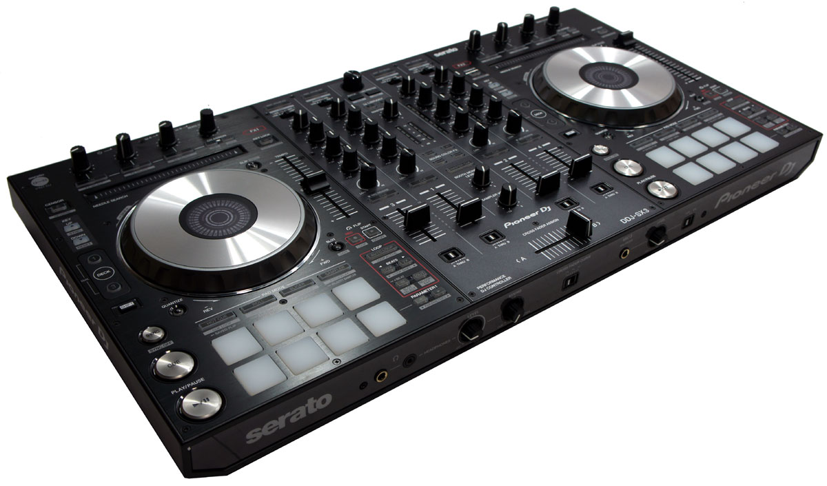 Pioneer Ddj Sx3 Dj Controller - ABS Plastic, Black, 4 Channels | Three Mic Inputs, Dual USB, 16 Performance Pads, Serato Pro Unlock