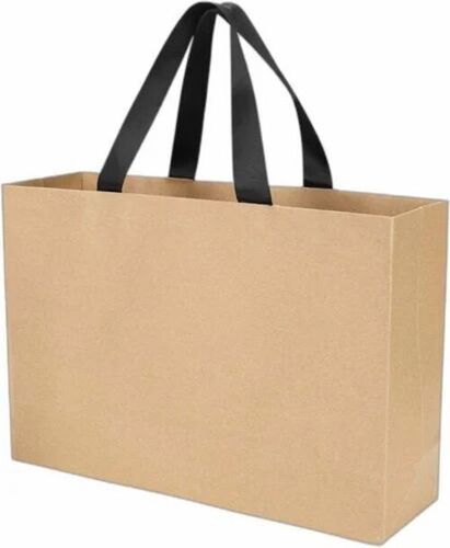 Plain Paper Bag - Kraft Paper, 2 Kg Capacity, Brown, Handled, Open Closure | Biodegradable, Moisture Proof, Recyclable, Shock Resistant