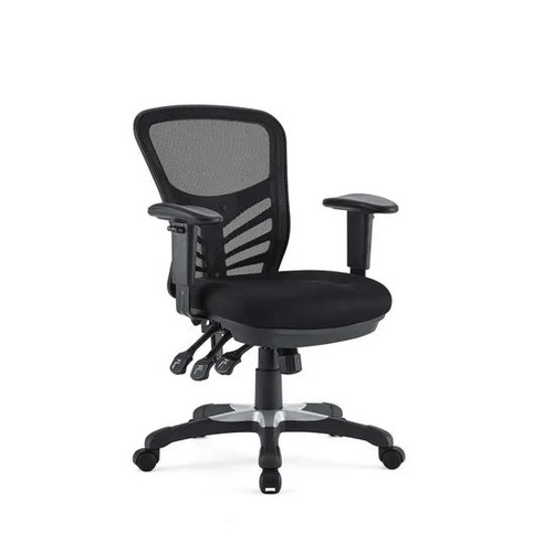 Adjustable Mesh Executive Chair - Synchro-Tilt Mechanism, Mid-Back, Brown Black | Durable, Easy to Clean, Skin Friendly, Polished Finish