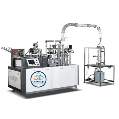 CNV 1200 Fully Automatic High Speed Paper Cup Making Machine - Mild Steel, 80-350 ml, White | 150 Pcs/min, 4 kW, PLC Control