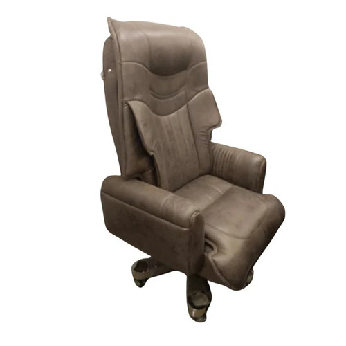 Dull Brown Leather Director Office Chair - Leather, Stainless Steel, Dull Brown, Polished Finish, Durable, Easy to Clean, Skin Friendly