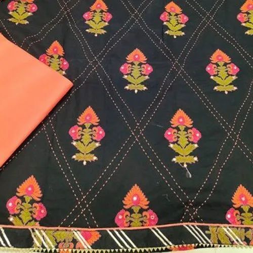 Ladies Fancy Printed Cotton Unstitched Suit - 3m Bottom & Top, 2.5m Dupatta, Multi Color | Anti UV, Breathable, Quick Dry, Comfortable Fit