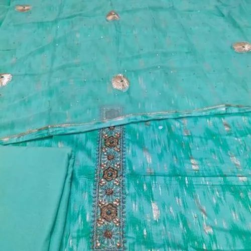 Ladies Trendy Embroidered Cotton Unstitched Suits - 3m Bottom & Top, 2.5m Dupatta, Blue | Breathable, Anti UV, Quick Dry, Comfortable Fit