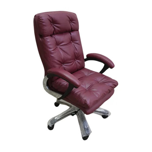 Magenta Leather Director Office Chair - Leatherette, Maroon, Polished Finish, No Assembly Required, Durable, Easy to Clean, Skin Friendly