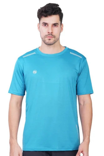 Mens Round Neck Navy Blue T Shirt - 180 GSM Knit Fabric, Medium, 3/4 Sleeves, Regular Fit, Breathable, Anti-Shrink, Comfortable Fit