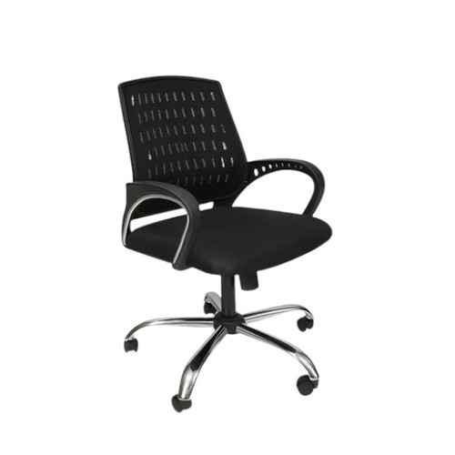 Mid Back Black Mesh Executive Office Chair - Chrome Base, Ventilated Mesh Back, Cushioned Seat, Fixed Armrests | Durable, Easy to Clean, Skin Friendly