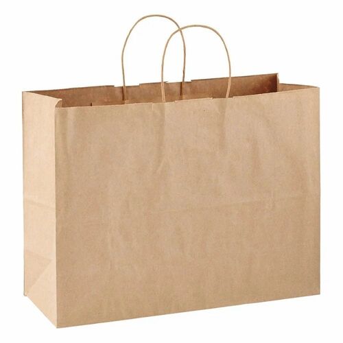 Paper Carrier Bag - Kraft Paper, Standard Size, Brown | Rope Handle, Moisture Proof, Eco Friendly, Open Closure
