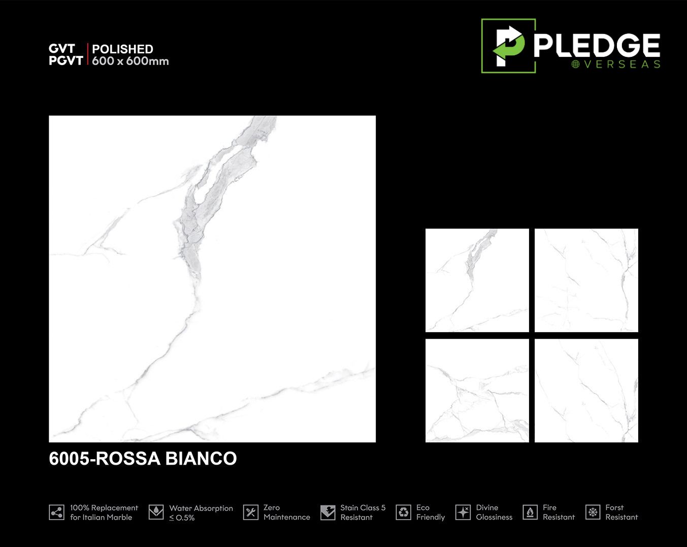 Polished Glazed Vitrified Tiles 60X60 Size: 2X2 Feet - Color: Whites