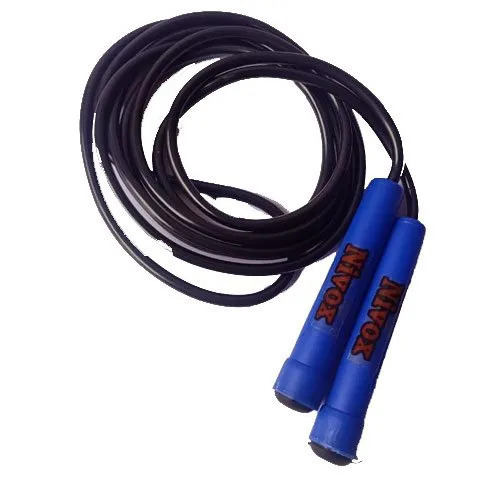 Pvc Grip Skipping Rope - Plastic Handle, 102 Cm, Black and Blue | Round Shape, Pvc Rope for Skipping