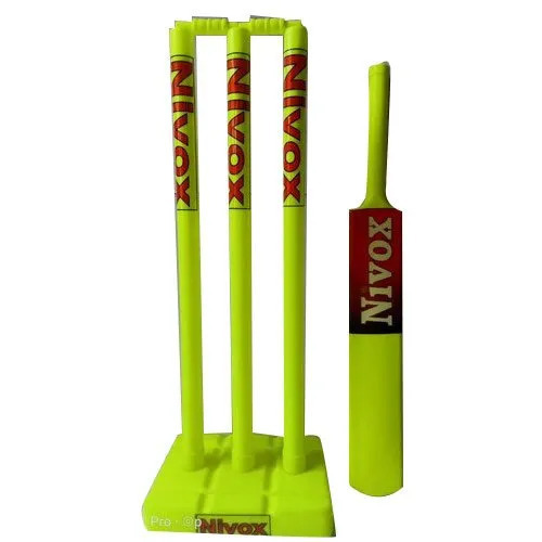 Pvc Kid Cricket Bat Stump Set - Plastic, 28 Inches, Neon Green | For Playing Cricket