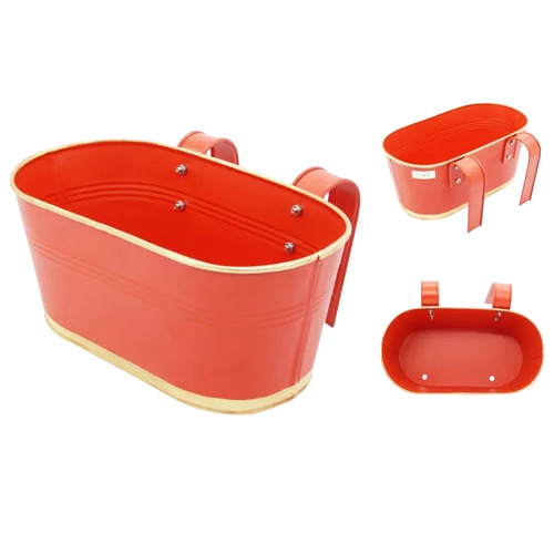 Red Metal Railing Planter