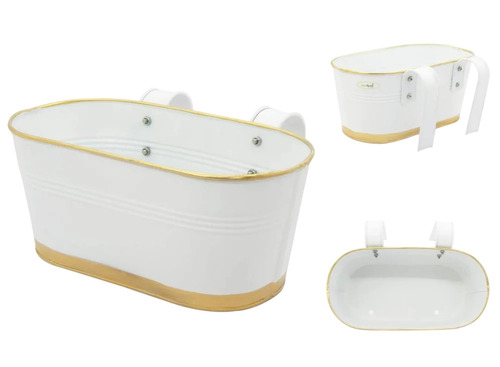 White Metal Railing Planter