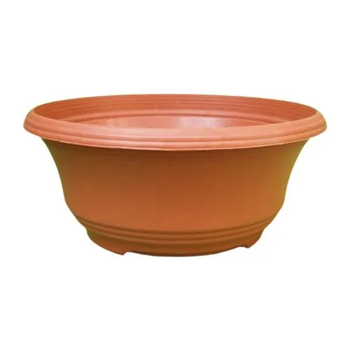 Corfu Bowl Plastic Pot - Plastic, 10 Inch, Red, 5mm Thickness | Durable, Plain & Hollow, Plantation Use