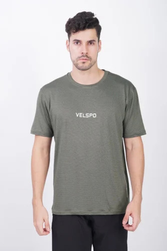 Men Dri Fit Grey Round Collar Medium 160 GSM T-Shirt - Breathable, Anti-Shrink, Comfortable Fit