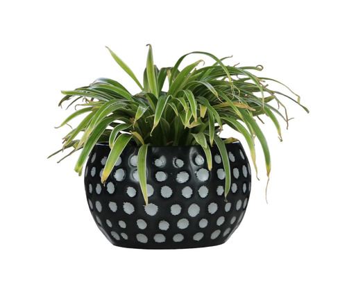 Metal Decorative Pot - Color: Black