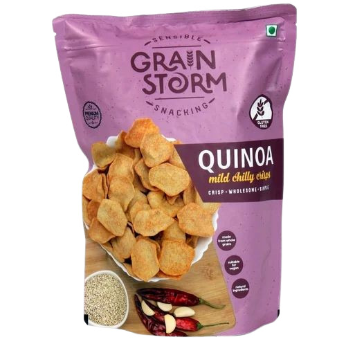 50 Gm Grain Storm Quinoa Mild Chilly Chips - 50 gm Packet 6 Months Shelf Life Gluten Free Crispy Fried