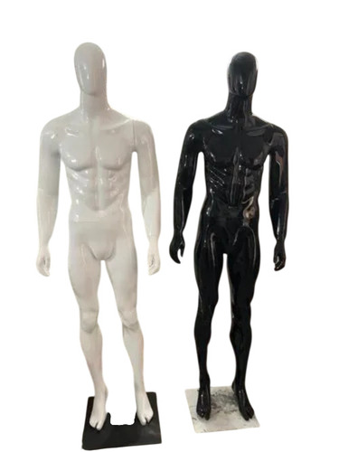 Black And White Color Fiber Male Mannequins - Fiberglass, Stand, Foldable, Black | Lightweight, Durable, Realistic Look