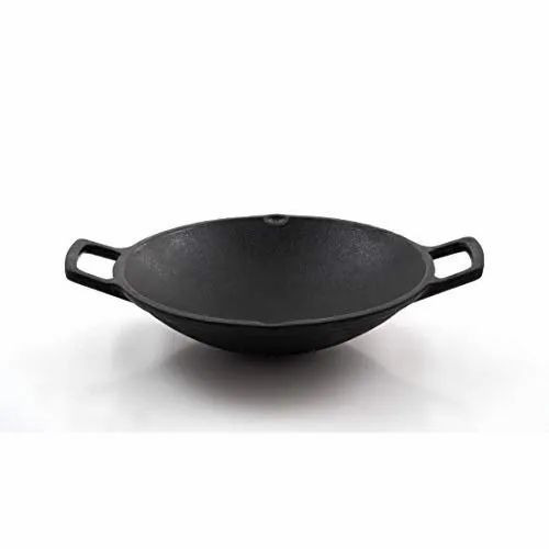 Cast Iron Cookware Shallow Kadai - 11 Inches