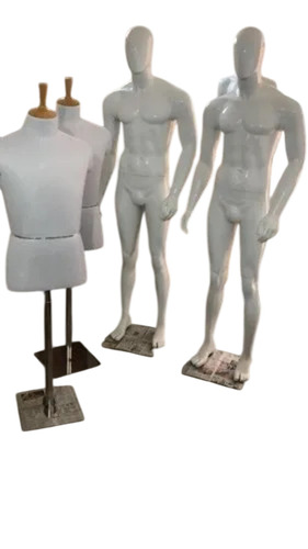 Fiberglass Full Body Man Mannequins - Fiberglass, Size 40, White | Lightweight, Durable, Realistic, Standing Pose