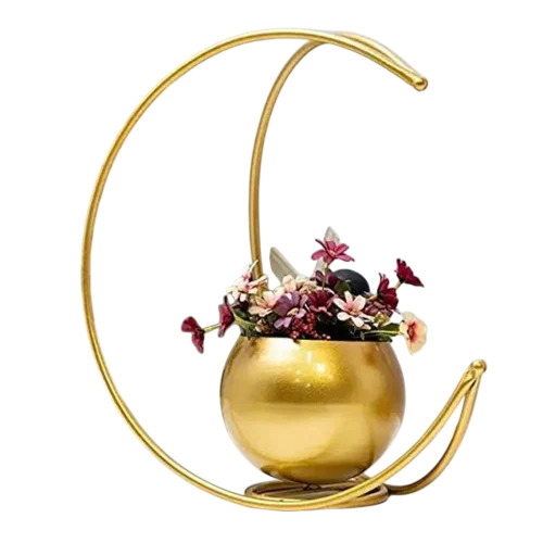 Golden Metal Flower Pots - Design Type: Modern