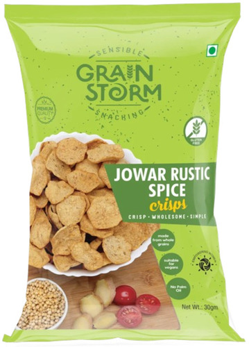 Grain Storm Jowar Rustic Chips - 30 gm Packet, 6 Months Shelf Life | Gluten Free, Spicy, Crispy, Fried