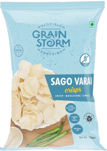Grain Storm Sago Varai Chips - 30 gm Packet, 6 Months Shelf Life | Gluten Free, Crispy, Salty, Fried
