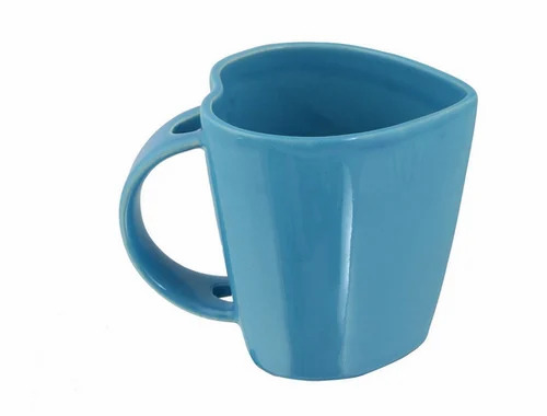 Ceramic Blue Color Heart Shape Coffee Mug 