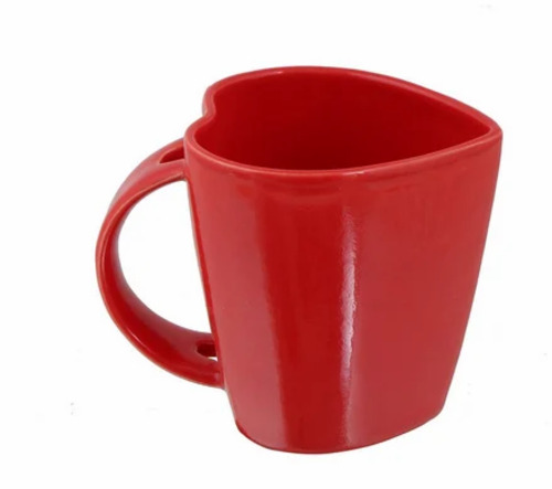 Ceramic Red Color Heart Shape Coffee Mug 