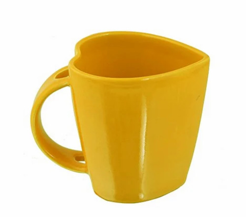 Ceramic Yellow Color Heart Shape Coffee Mug 