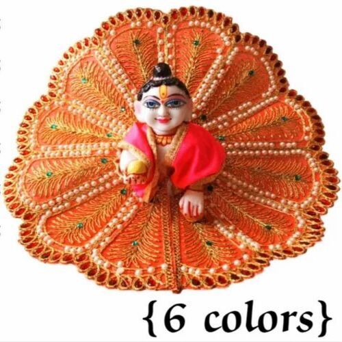 Laddu Gopal Ji Surat Poshak Dress - Satin Silk Multicolor, Net Temple Pattern, Washable Fancy Soft