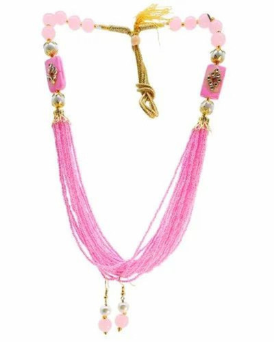 Pink Multi Strand Kundan Necklace Set