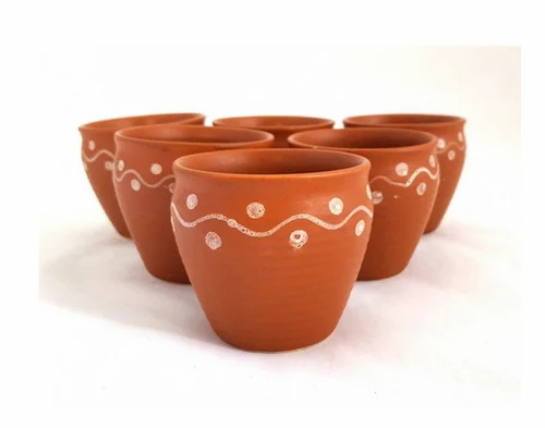 Printed Ceramic Stoneware Reusable Kullad Set Of 6