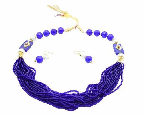 Purple Multi Strand Kundan Necklace Set