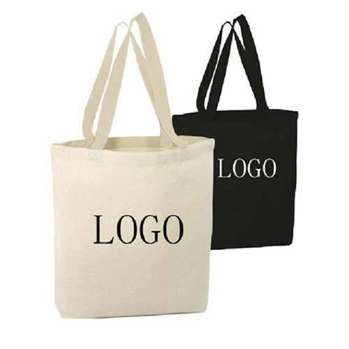 Printed Cotton Bag - Cotton Fabric, 2-5 Kg Capacity, Cream & Black, Handled